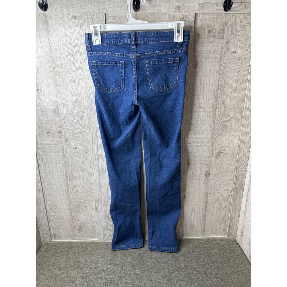 Cat & Jack Girls Blue Straight Leg Super Stretch Jeans Size 14 Belt Loops - Picture 2 of 6